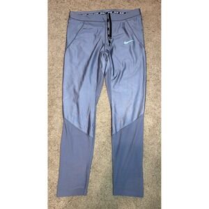 Nike Running Pants Women's Large Drift Gray Moisture Wicking Pockets Activewear